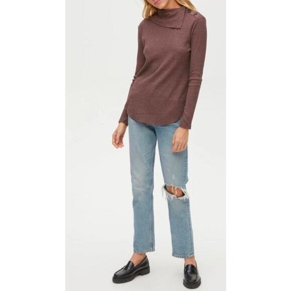 Michael Stars Bibi cowl neck top waffle knit chestnut brown Size 2X Fall Office - Picture 1 of 12